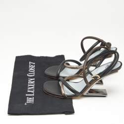 Fendi Tricolor Snake Embossed Leather and Leather Fendi First Ankle Strap Sandals Size 35