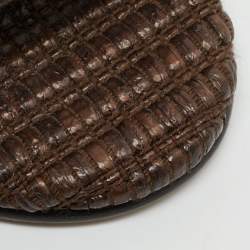Fendi Brown/Beige Zucca Raffia and Leather Delfina Sandals Size 38