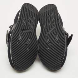 Pre Owned Fendi Black/Brown Zucca Print Knit Fabric Rockoko Sneakers Size 34