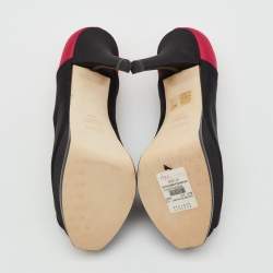 Pre Owned Fendi Tricolor Colorblock Canvas Fendista Peep Toe Platform Pumps Size 39.5