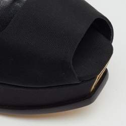 Pre Owned Fendi Tricolor Colorblock Canvas Fendista Peep Toe Platform Pumps Size 39.5