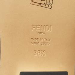 Pre Owned Fendi Green Leather Baguette Heel Slide Sandals Size 38.5