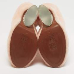 مملوكة مسبقًا Fendi Light Pink Shearling Ice Heel Ankle Boots Size 38