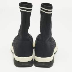 Pre Owned حذاء رياضي فندي نسيج تريكو أزرق كحلي مرتفع مقاس 37