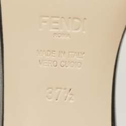 Pre Owned Fendi Brown Velvet FF Logo Zucca Slide Sandals Size 37.5