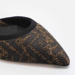 Pre Owned Fendi Black/Beige Jacquard Chenille Slingback Sandals Size 40