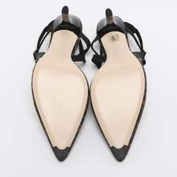 Pre Owned Fendi Black/Beige Jacquard Chenille Slingback Sandals Size 40