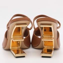 Pre Owned Fendi Brown Leather First Heel Mules Size 40