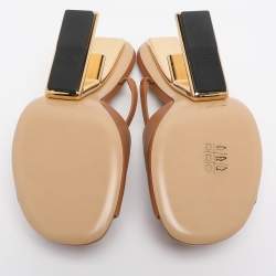 Pre Owned Fendi Brown Leather First Heel Mules Size 40