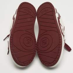 Pre Owned Fendi Match Size 36 White/Burgundy Leather Low Top Sneakers