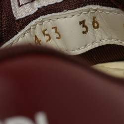 Pre Owned Fendi Match Size 36 White/Burgundy Leather Low Top Sneakers