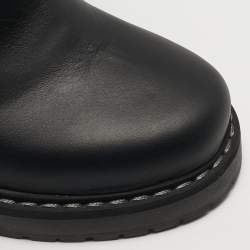 Pre Owned Fendi Caroline Size 35 Black Leather and Fur Combat Boots
