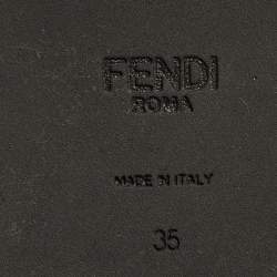 Pre Owned Fendi Caroline Size 35 Black Leather and Fur Combat Boots