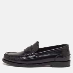 Pre Owned Fendi Size 36 Black Brushed Leather Slip On Loafers