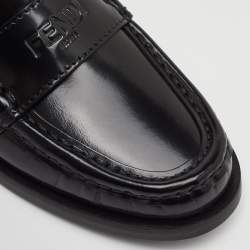 مملوكة مسبقًا Fendi Size 36 Black Brushed Leather Slip On Loafers