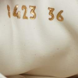 Pre Owned حذاء رياضي فنجي رباط جلد أبيض عنق منخفض مقاس 36