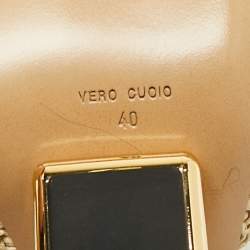 Pre Owned Fendi First Heel Size 40 Beige Woven Raffia Slide Sandals