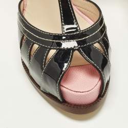 Pre Owned Fendi Chameleon Size 35.5 Black Patent Leather Ankle Strap Sandals