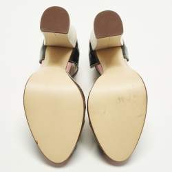 Pre Owned Fendi Chameleon Size 35.5 Black Patent Leather Ankle Strap Sandals