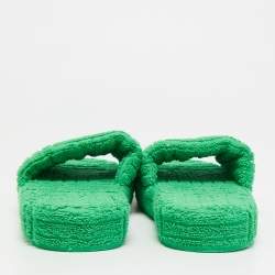 Pre Owned Fendi Size 41 Green Knit Fabric Flat Slides