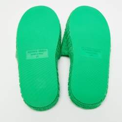 Pre Owned Fendi Size 41 Green Knit Fabric Flat Slides