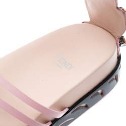 مملوكة مسبقًا Fendi Pink Leather Crocodile Crystal Embellished Flat Platform Sandals Size 39