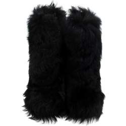 Pre Owned Fendi Black Fur Ankle Boots Size 38