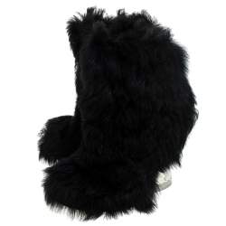 Pre Owned Fendi Black Fur Ankle Boots Size 38