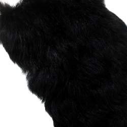 Pre Owned Fendi Black Fur Ankle Boots Size 38