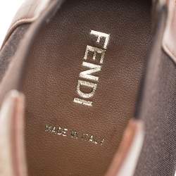 Pre Owned Fendi Brown Leather Wedge Heel Ankle Boots Size 41