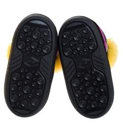 Pre Owned Fendi Multicolor Suede, Nylon And Fox Fur Monster Snow Boots Size 37