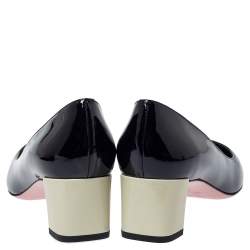 Pre Owned Fendi Monochrome Patent Leather Block Heel Pumps Size 40
