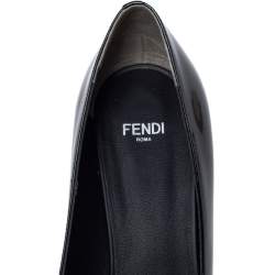 Pre Owned Fendi Monochrome Patent Leather Block Heel Pumps Size 40