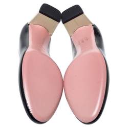 Pre Owned Fendi Monochrome Patent Leather Block Heel Pumps Size 40