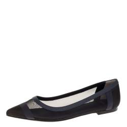 Fendi Black/Navy Blue Mesh Pointed Toe Ballet Flats Size 38