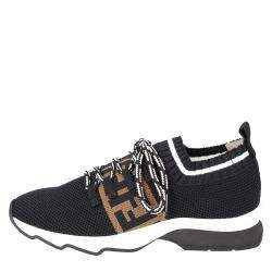 Pre Owned Fendi Black Low Knit Sneakers Size 40