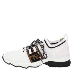 Fendi White Low Knit Sneakers Size 38