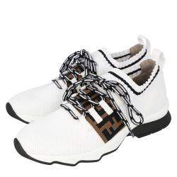 Fendi White Low Knit Sneakers Size 38