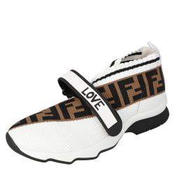 Pre Owned Fendi White Rockoko Sneakers Size 38