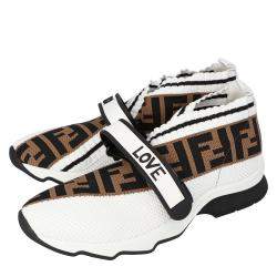 Pre Owned Fendi White Rockoko Sneakers Size 38
