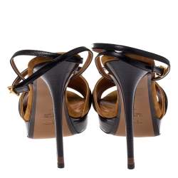 Pre Owned Fendi Brown/Black Suede and Leather Bow Ankle Strap Platform Sandals Size 41