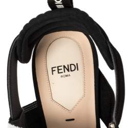 Pre Owned Fendi Multicolor Mesh, Elastic And Canvas Colibri Slingback Pointed Toe Sandals Size 37