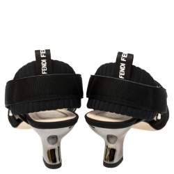 Pre Owned Fendi Multicolor Mesh, Elastic And Canvas Colibri Slingback Pointed Toe Sandals Size 37