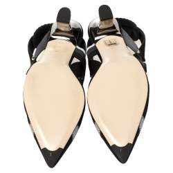 Pre Owned Fendi Multicolor Mesh, Elastic And Canvas Colibri Slingback Pointed Toe Sandals Size 37