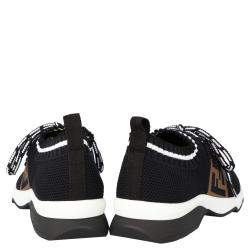 Pre Owned Fendi Black Mesh FF Rockoko low-top Sneakers Size EU 36