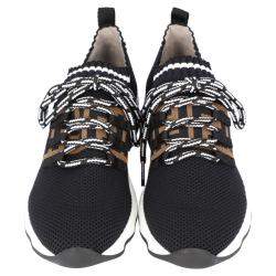 Pre Owned Fendi Black Mesh FF Rockoko low-top Sneakers Size EU 36