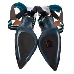 Fendi Multicolor Mesh And Fabric Colibri Slingback Pointed Toe Sandals Size 39.5