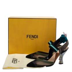 Fendi Multicolor Mesh And Fabric Colibri Slingback Pointed Toe Sandals Size 39.5