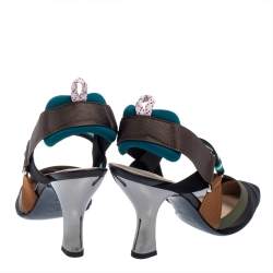 Fendi Multicolor Mesh And Fabric Colibri Slingback Pointed Toe Sandals Size 39.5