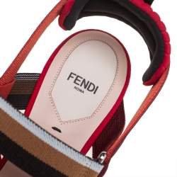 Fendi Red Mesh And Fabric Colibri Slingback Sandals Size 40